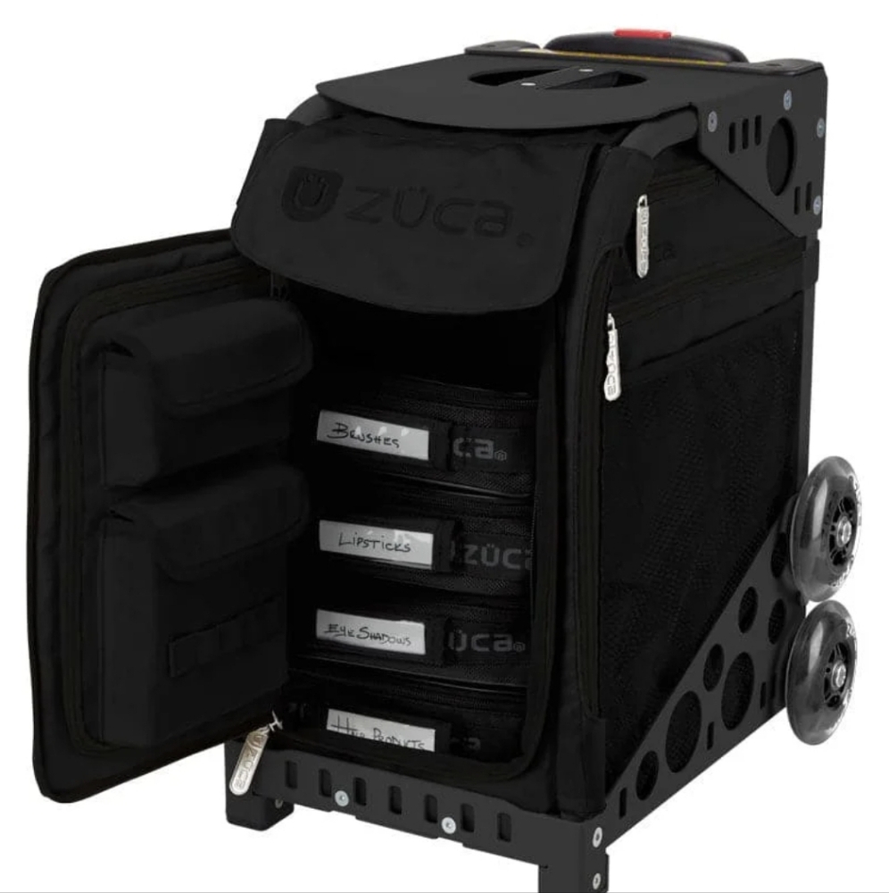 Zuca Sports Artist Stealth with Flashing Wheels makeup travel case.